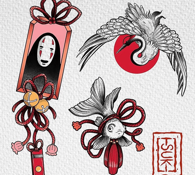 Planche avec des motifs de tatouages